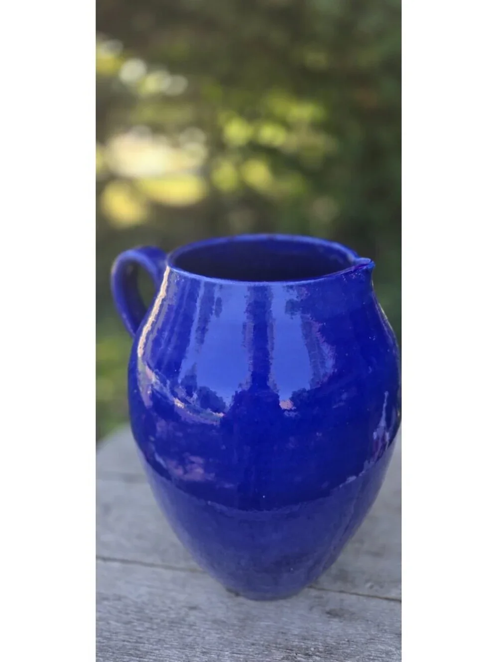Cobalt Blue Pottery Vase Handmade In Portugal Vase 13X11 Inches 1 Chip